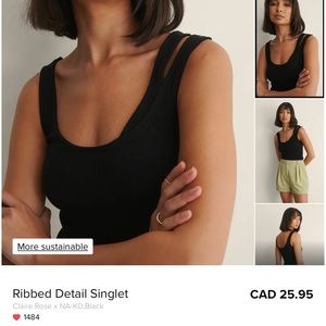 Claire rose x NAK-D: Ribbed detail singlet in black size Small NWT